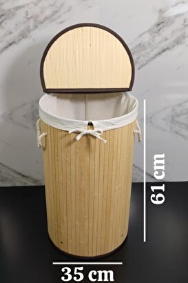  Digithome Yuvarlak Bambu Çamaşır Sepeti Naturel Cl-6001-01 C1-1-121 | Decoverse