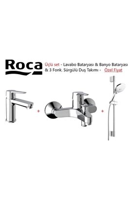 Roca Estaria 3'lü Banyo Seti - Banyo Batarya+lavabo Batarya+sürgülü El Duş Takımı | Decoverse