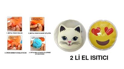 Kalp Emoji,kedi Cep Sobası,el Isıtıcı,2 Adet Sıcak Su Torbası Pvc 9cm | Decoverse