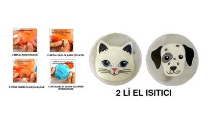 Kedi Ve Köpekli Cep Sobası,el Isıtıcı,2 Adet Sıcak Su Torbası Pvc 9cm | Decoverse