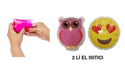Kalp Emoji Pembe Baykuş Cep Sobası,el Isıtıcı,2 Adet Sıcak Su Torbası Pvc 9cm | Decoverse