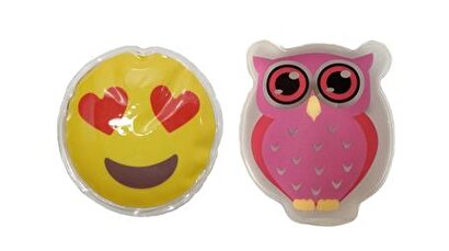Kalp Emoji Pembe Baykuş Cep Sobası,el Isıtıcı,2 Adet Sıcak Su Torbası Pvc 9cm | Decoverse