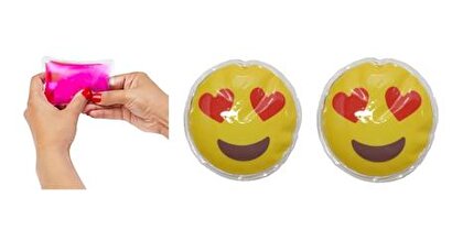 Kalpli Emoji Şekilli Cep Sobası,el Isıtıcı,2 Adet Sıcak Su Torbası Pvc 9cm | Decoverse