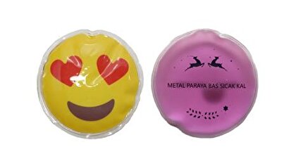 Kalp Emoji Pembe Ceylan Cep Sobası,el Isıtıcı,2 Adet Sıcak Su Torbası Pvc 9cm | Decoverse