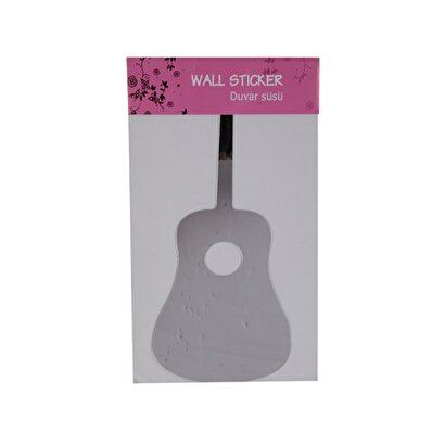  Aynalı Duvar Süsü (sticker) Gitar Şekilli 34x15x0,6cm | Decoverse