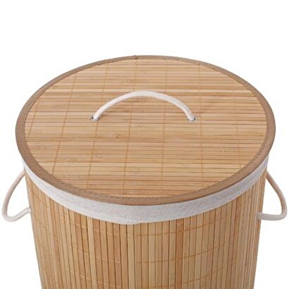  Bambu Kapaklı Çamaşır Sepeti El Yapımı,natural 35x35x60cm | Decoverse