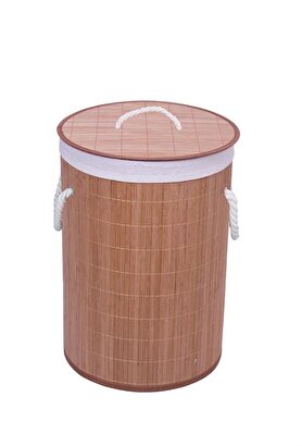 Bambu Kapaklı Çamaşır Sepeti El Yapımı,natural 35x35x60cm | Decoverse