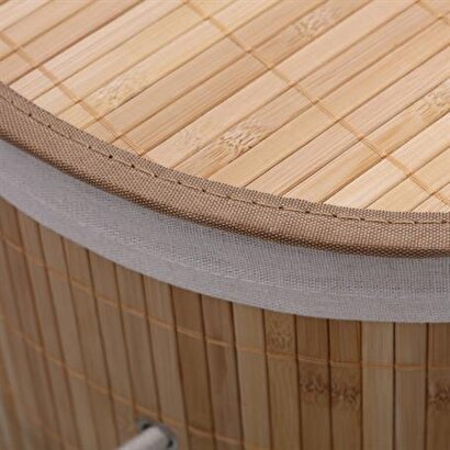  Bambu Kapaklı Çamaşır Sepeti El Yapımı,natural 35x35x60cm | Decoverse
