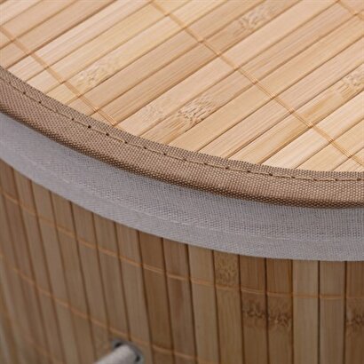  Bambu Kapaklı Çamaşır Sepeti El Yapımı Natural X35x60cm | Decoverse