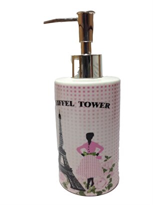 Seramik Sıvı Sabunluk Eyfel Kulesi Model 7x7x18cm 320ml | Decoverse