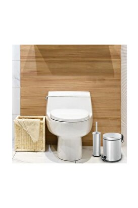 Banyo Seti - 3 Litre (lt) Çöp Kovası Ve Tuvalet Fırçası Krom | Decoverse
