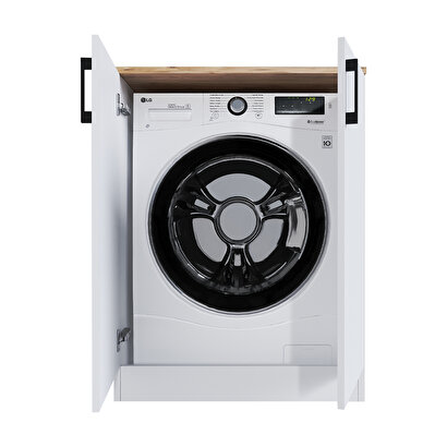 Teta Home Çamaşır Makinesi Dolabı Kapaklı Atlantik Çam Beyaz | Decoverse
