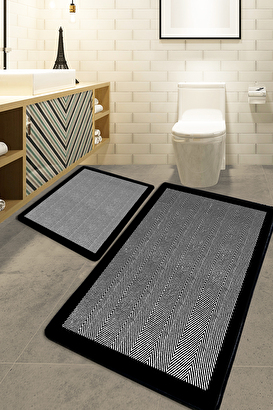 Barley Black 2 Li Set Banyo Halısı Djt | Decoverse