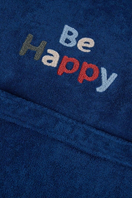  Be Happy Erkek Çocuk Bornoz %100 Pamuk Nakışlı Lacivert | Decoverse