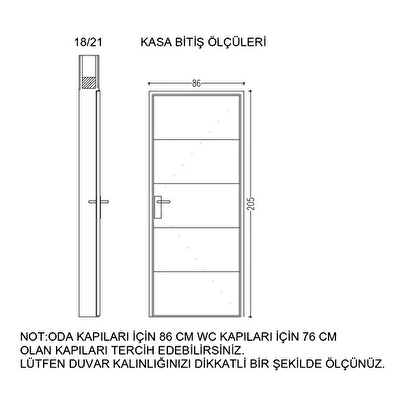 Elmas-2 Pvc Takım Panel Kapı 86x205cm 18/21 Beyaz | Decoverse