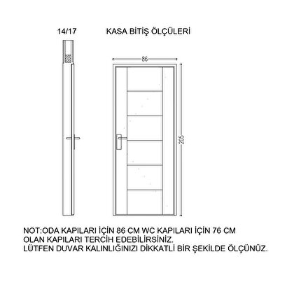Yakut-2 Pvc Takım Panel Kapı 86x205cm 14/17 Beyaz | Decoverse