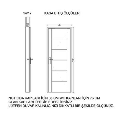 Yakut-2 Pvc Takım Panel Kapı 76x205cm 14/17 Beyaz | Decoverse