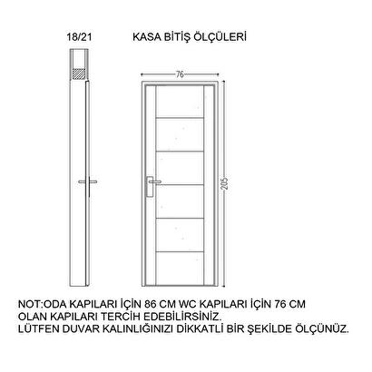 Yakut-2 Pvc Takım Panel Kapı 76x205cm 18/21 Antrasit | Decoverse