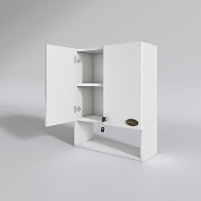 Kenzlife kilitli banyo ecza dolabı çiçerin Beyaz 60x40x20 mutfak ofis (m) kapaklı arkalıklı | Decoverse