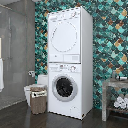 Kenzlife çamaşır-kurutma makinesi dolabı zakharmdf Beyaz 180x70x60 % 100 mdf full mdf banyo kapaksız arkalıksız | Decoverse
