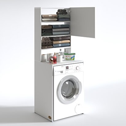  Kenzlife çamaşır makinesi dolabı iffe lundbergmdf Beyaz 180x066x20 % 100 mdf full mdf banyo kapaklı arkalıksız | Decoverse