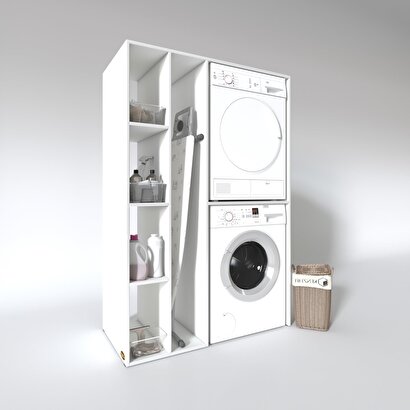 Kenzlife çamaşır-kurutma makinesi dolabı alyushamdf sol Beyaz 180x120x60 % 100 mdf full mdf banyo kapaksız arkalıksız | Decoverse