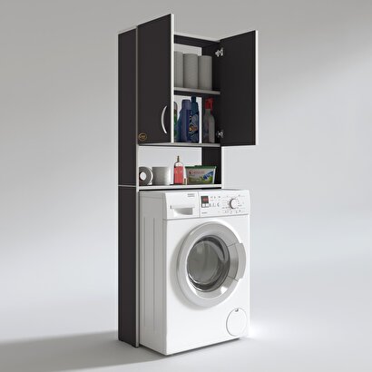  Kenzlife çamaşır makinesi dolabı veronika Gri 180x066x20 banyo çift kapaklı arkalıksız | Decoverse