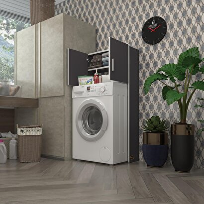  Kenzlife çamaşır makinesi dolabı svetlana Gri 130x066x20 banyo ofis kapaklı arkalıklı | Decoverse