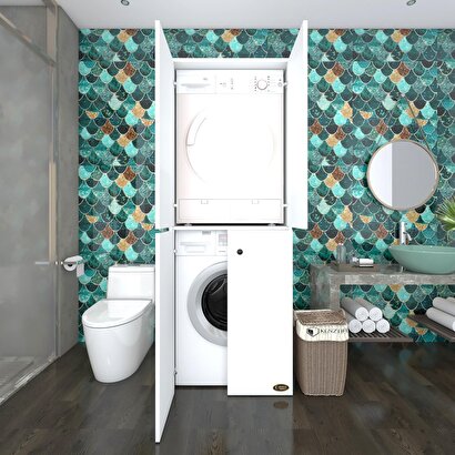  Kenzlife çamaşır-kurutma makinesi dolabı kapaklı jelenamdf Beyaz 180x70x60 % 100 mdf full mdf banyo çift katlı arkalıksız | Decoverse