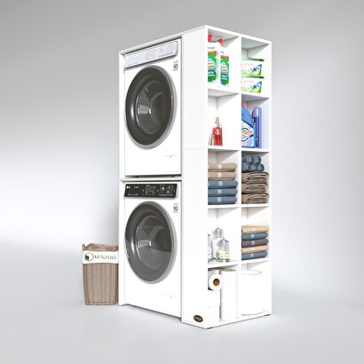 Kenzlife çamaşır-kurutma makinesi dolabı bolodenkamdf Beyaz 180x090x60 % 100 mdf full mdf banyo kapaksız arkalıksız | Decoverse