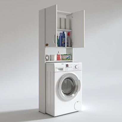 Kenzlife çamaşır makinesi dolabı veronikamdf Beyaz 180x066x20 % 100 mdf full mdf banyo çift kapaklı arkalıksız | Decoverse