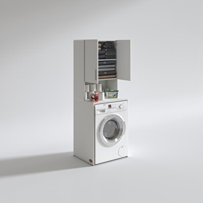 Kenzlife çamaşır makinesi dolabı raisa Beyaz 180x066x60 banyo ofis kapaklı arkalıklı | Decoverse