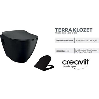 Creavit TP325 Terra Asma Klozet Mat Siyah | Decoverse