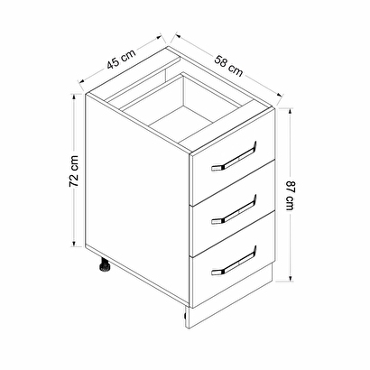  Minar Mutfak Modül Alt 3ç Nray 45cm Dolap Byz Mebran C Antrasit | Decoverse