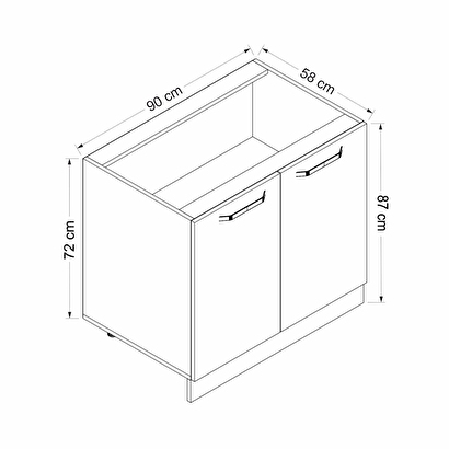  Minar Mutfak Alt Modül 2k1r 90cm Dolap Beyaz/antrasit - A1 | Decoverse