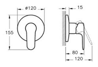  Root Round Ankastre Duş Bataryası, Sıva Üstü, Fırçalı Nikel -  A4272834 | Decoverse