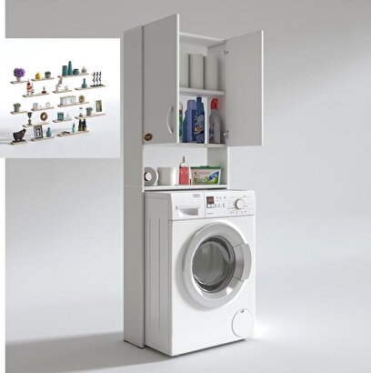 Kenzlife çamaşır makinesi dolabı veronika byz kurutma banyo dolabı + benonbeş duvar rafı hediyeli | Decoverse