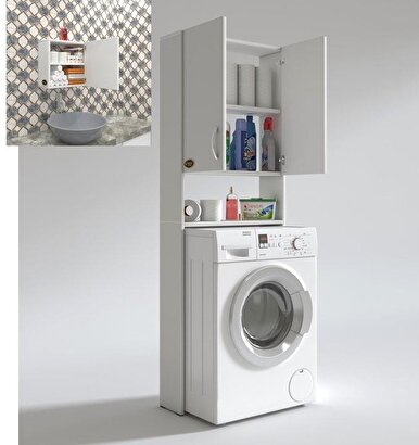 Kenzlife çamaşır makinesi dolabı veronika byz kurutma banyo dolabı + susanin ecza dolabıı hediyeli | Decoverse