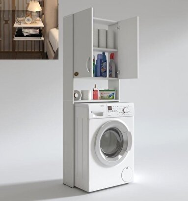 Kenzlife çamaşır makinesi dolabı veronika byz kurutma banyo dolabı + guiseppe komodin hediyeli | Decoverse