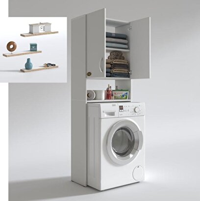 Kenzlife çamaşır makinesi dolabı avdotya byz kurutma banyo dolabı + debernuş duvar rafı hediyeli | Decoverse