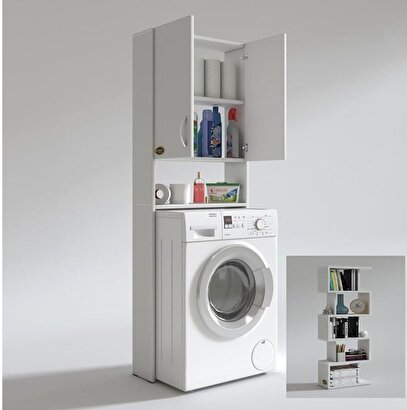 Kenzlife çamaşır makinesi dolabı veronika byz kurutma banyo dolabı + diba1 kitaplık hediyeli | Decoverse