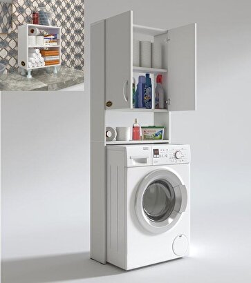 Kenzlife çamaşır makinesi dolabı veronika byz kurutma banyo dolabı + tereşkova komodin hediyeli | Decoverse
