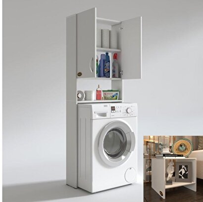 Kenzlife çamaşır makinesi dolabı veronika byz kurutma banyo dolabı + vincenzo komodin hediyeli | Decoverse