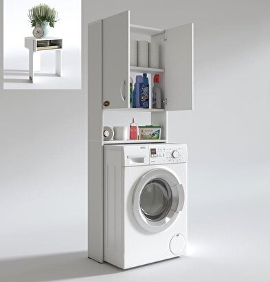 Kenzlife çamaşır makinesi dolabı veronika byz kurutma banyo dolabı + sandro komodin hediyeli | Decoverse