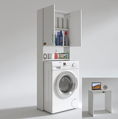 Kenzlife çamaşır makinesi dolabı veronika byz kurutma banyo dolabı + çambudivip masa hediyeli | Decoverse