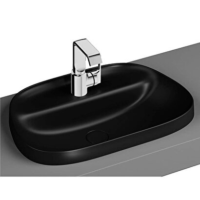  VitrA Frame Tezgahüstü lavabo 5696B483-0041 Tv shape - 55x39 cm - tek armatür delikli - su taşma deliksiz - Clean - mat siyah | Decoverse