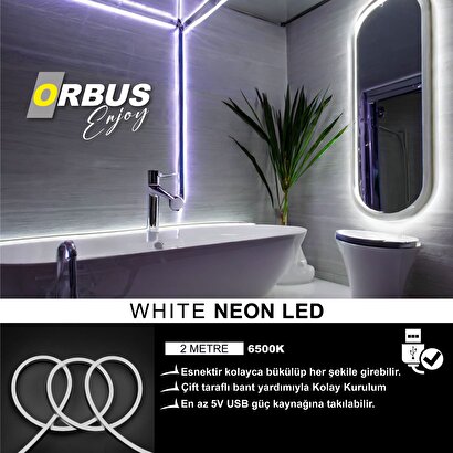 Orbus Neon Şerit Led 6500k Beyaz 2 Metre Usb'li | Decoverse