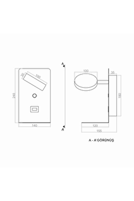  Reading Samsung Ledli Telefon Şarj Üniteli Yatak Başı Led Aplik 24x14 Cm | Decoverse