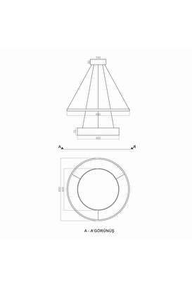 Drumring Samsung Ledli 40cm Armatür 60cm Çember Sarkıt Led Avize | Decoverse