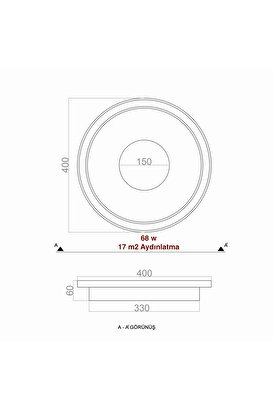  Tavan Led Avize Plafonia Orta Işıklı 40cm | Decoverse